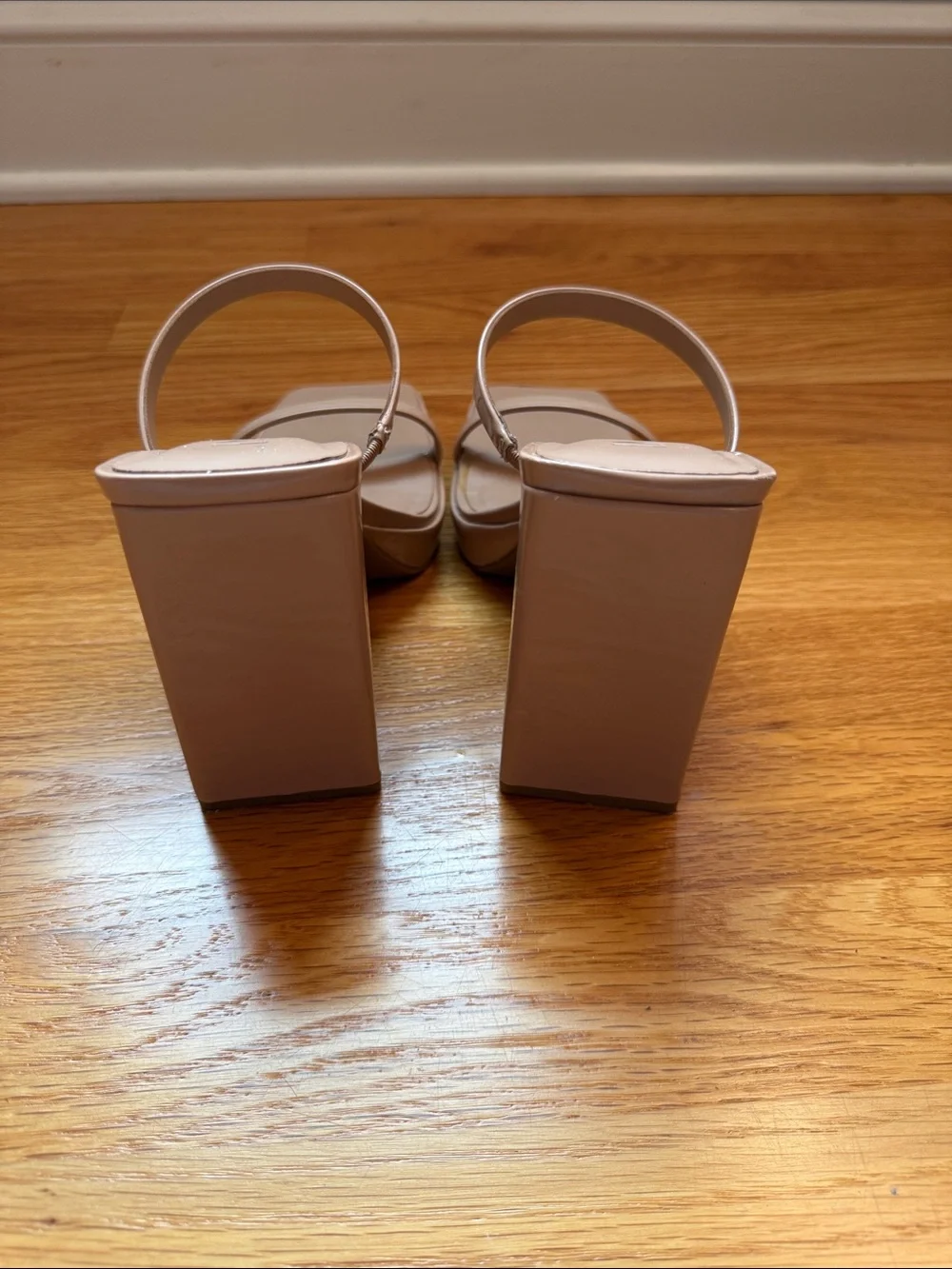 INC International Concepts Patent Nude Square-Toe Double-Strap Heels